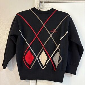Paolo Gucci Sweater Vintage Sweater Knit Black Grandpa Golf Retro Argyle